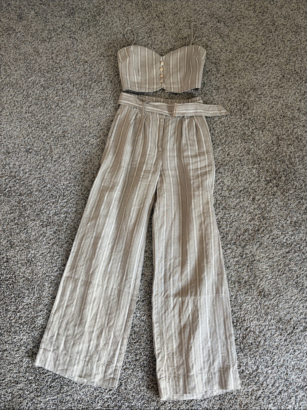 Hevron linen pants set